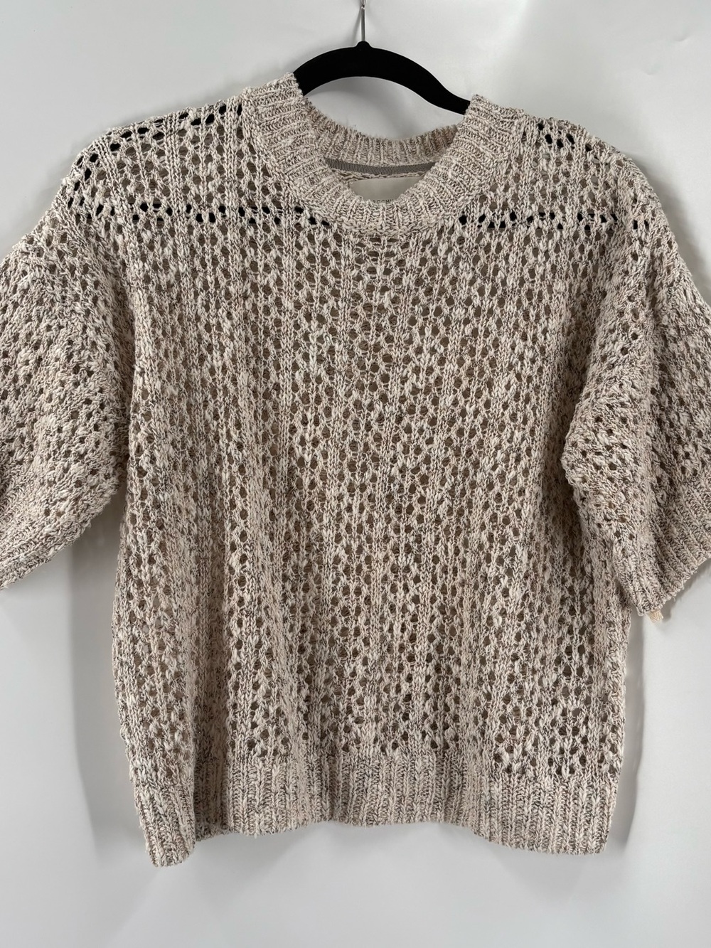 Brochu Walker Open-Knit Crewneck Sweater in Oatmeal